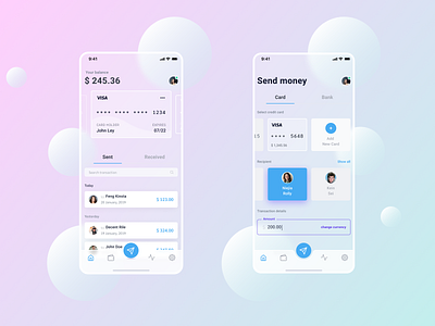 Payment App UI Glassmorphism