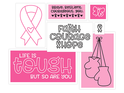 Faith Courage Hope Cancer Icon Set icon illustration illustrator typography vector