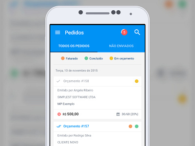 Android App for: Meus Pedidos android made with invision material design meus pedidos robert