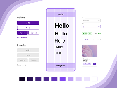 Design System app branding button design design system design system home page input text lable landing page mobile mobile design product purple tab bar typography ui ux