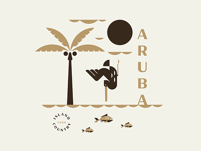 Aruba aruba beach bird design fish illustration palm tree pelican water
