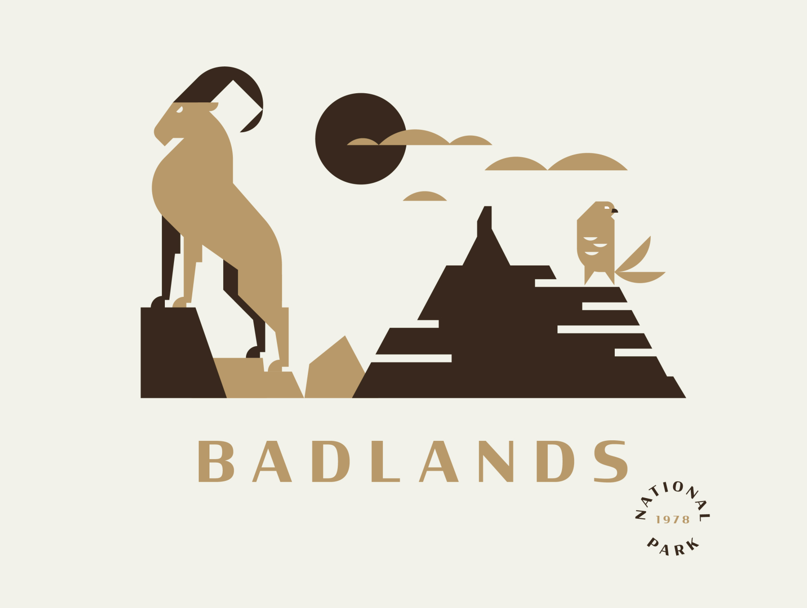 Badlands National Park badlands hawk illustration national park ram