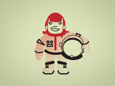 A little red headed hero astronaut boots helmet icon illustration space suite
