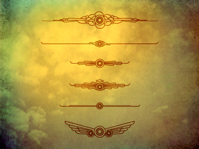 Aviation Flourishes aviation cloud engine feathers flourish icon illustration jet ornaments wings