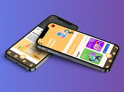 Learning App app hallo happy idn inspiration learn learning logo mockup motion graphics noob pro project trial try ui ux yellow