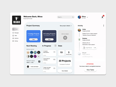 Task and Project management Dashboard design school ui ux website