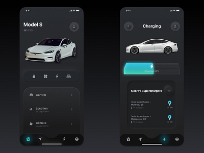 Tesla monitoring app design illustration tesla ui ux