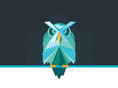 Perched Owl abstract animal bird blue design geometric hoot illustration owl portrait simplistic symmetrical