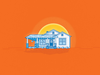 Statesboro Sunrise building design drawing flat home house illustration nostalgia print sunrise sunset