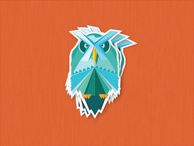 Perched Owl Sticker abstract animal bird blue design geometric hoot illustration owl portrait simplistic sticker