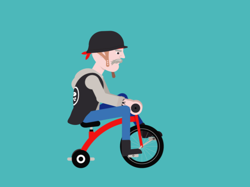 Badass Triker animation bicycle bike character gif motorcycle mustache tricycle walk cycle