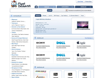 Fiyatdedektifi.com @2009 / Price Analysis Website design ecommerce price shopping website