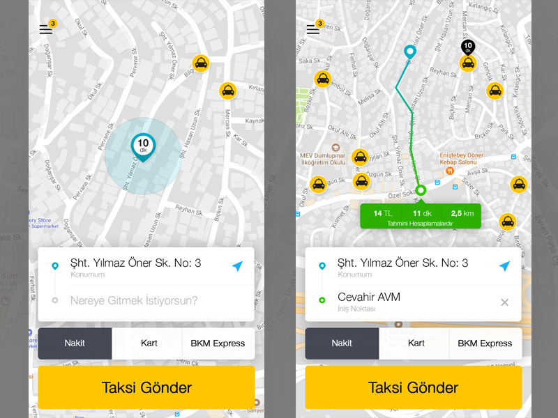 Taxi redesign by Gulsah Ozakinci on Dribbble