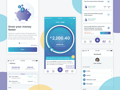 Jupiter Mobile App app app design clean finance fintech investment mobile saving ui
