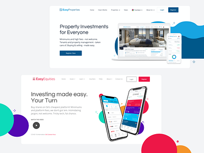 EasyEquities Header Designs clean finance fintech headers investment investment app ipo marketing marketing site property ui website