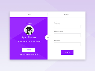 Account Login UI Design card clean login material purple signup ui ux