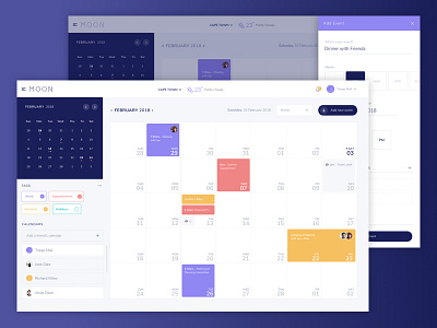 M O O N Calendar UI calendar clean colours event flat minimal moon ui web