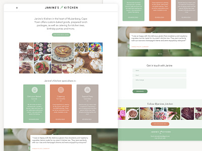 Janine's Kitchen Website baking catering clean food marketing menu website