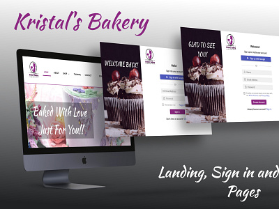 Kristal's Bakery (Landing, Sign in and Sign up Pages)