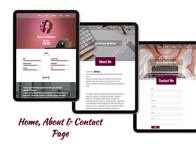 Landing, About and Contact Pages for a personal website