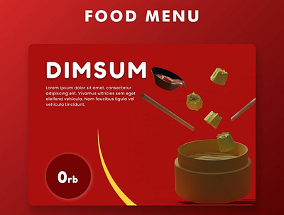 Food menu 3D Object Dimsum 3d blender blender3d branding design foodmenu illustration typography