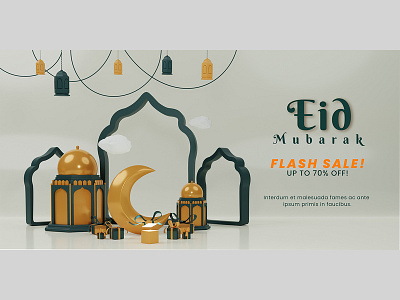 Flash Sale 3D Eid Mubarak arabic culture decorative eid holiday islamic month muslim occasion ramadan religion wishes