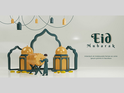 3D Character Render Eid Mubarak arabic culture decorative eid holiday islamic month muslim occasion ramadan religion wishes