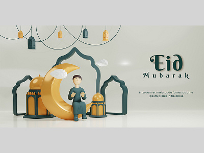 3D Render Character Eid Mubarak