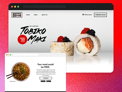 Japanese Restaurant Website Landing Page Design 🍱 asian food homepage japanese landing page restaurant ui design web design website