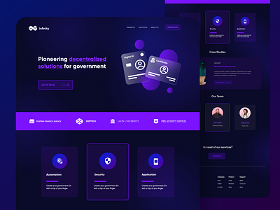 Government Blockchain Landing Page blockchain blockchain landing page blockchain ui blockchain ux dark mode government government website gradient ui landing page purple ui ui design uiux violet web design web landing page web ui website website design website landing page