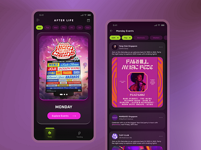 Events Mobile App (Nightclub + Concerts + Music Festivals)🎵 app design concert concert app dark mode events events app mobile app ui music music app ui ui design uiux