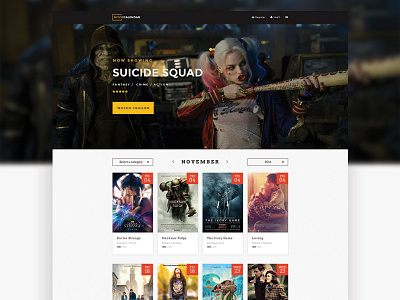 Movie Calendar calendar comics concept dc design homepage movie squad suicide website