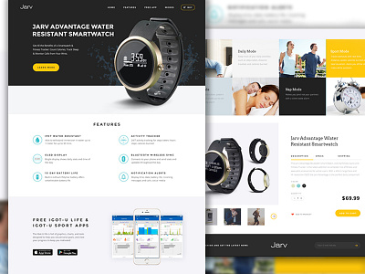 Jarv Smart Watch app black landing page resistant smart watch water website