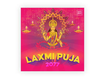 Laxmi Puja Post Design design graphic design illustration illustrator minimal typography vector