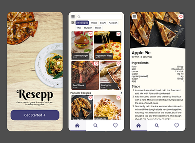 Resepp (Recipe App) app d design recipe ui ux