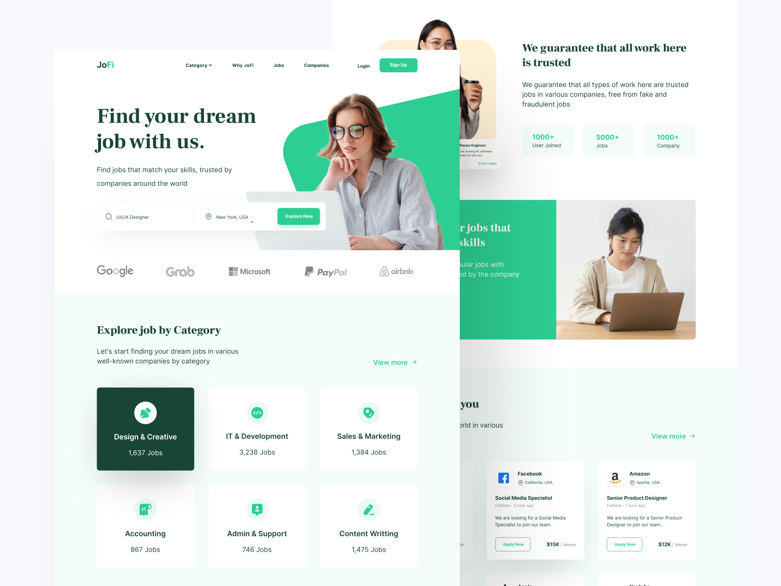 Job Finder Landing Page by Krishnavin on Dribbble