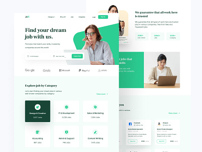 Job Finder Landing Page clean employe freelancer hiring job finder job portal jobs landing page minimal platform recruitment ui ui design uiux user interface ux web web design website