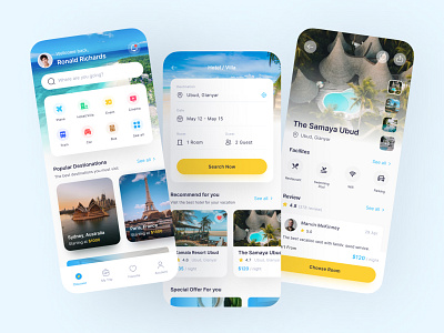 Travel Booking App app booking booking app design event booking flight app hotel app hotel booking ios minimalist mobile ticket booking tour app travel travel app ui ui design uiux ux ux design