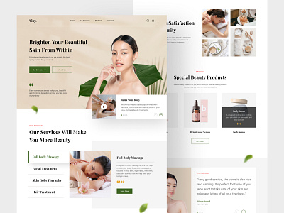 Viny - Beauty & Spa Landing Page asthetic beauty beauty clinic beauty product beauty salon clean cosmetics landing page massage minimalist services skincare spa therapy treatment ui uiux web design website woman