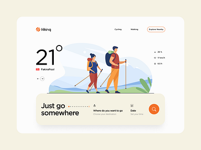 Hiking | Website Home Design creative design hiking hill holiday homepage illustration landingpage minimal minimalism minimalist travel ui uidesign uiux ux weather web webdesign website