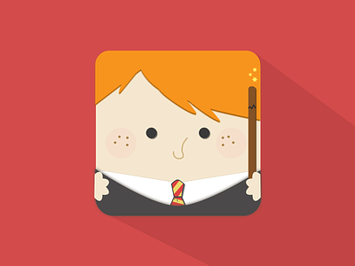 Material Design Ron app icon harry potter illustration ios material design ron weasley