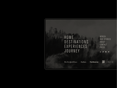 20. concept dark minimal mood navigation travel typography ui website