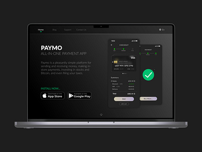 PAYMO Landing Page brand design branding credit card dailyui fintech graphic design ui