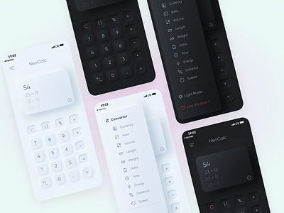 NeoCalc calculator dailyui dailyui004 mobile app mobile design neomorphic neomorphism ui