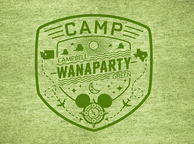 Camp Wanaparty t-shirt graphic branding chad syme digital illustration disney graphic apparel icons illustration logo t shirt vector