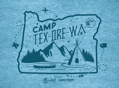Camp Tex-Ore-Wa t-shirt graphic apparel branding chad syme graphic apparel illustration illustrator logo oregon seattle texas vector washington