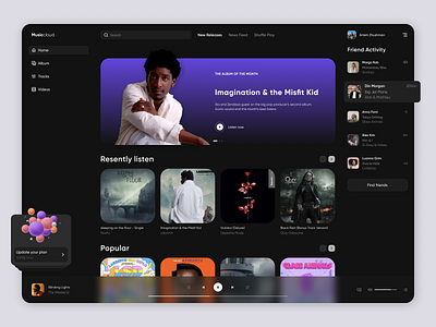 Music Web App - Dashboard app concept dashboard design desktop material material design music music dashboard music app musicapp platform player ui uiux ux web webdesign