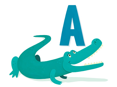 Alligator abc alligator character design illustration kids art photoshop
