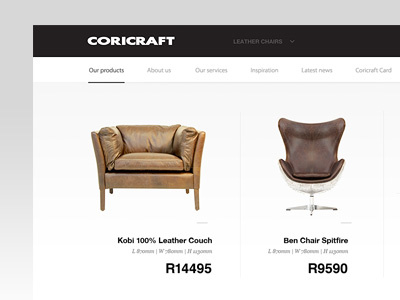 Shop Concept chair couch furniture leather minimal online shop