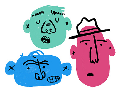 Faces colors faces hat illustration study